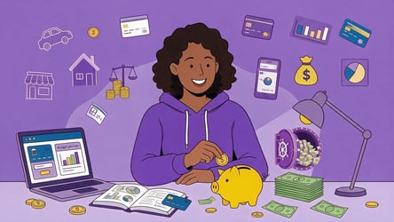 A woman saves money